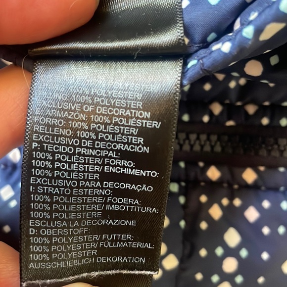 EUC North Face Mossbud swirl hooded jacket reversible navy to cream fur - Picture 14 of 15